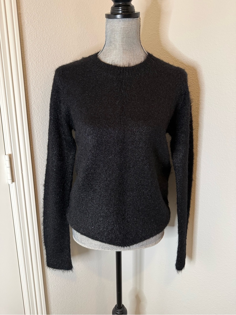 a new day Black Fuzzy Crewneck Sweater